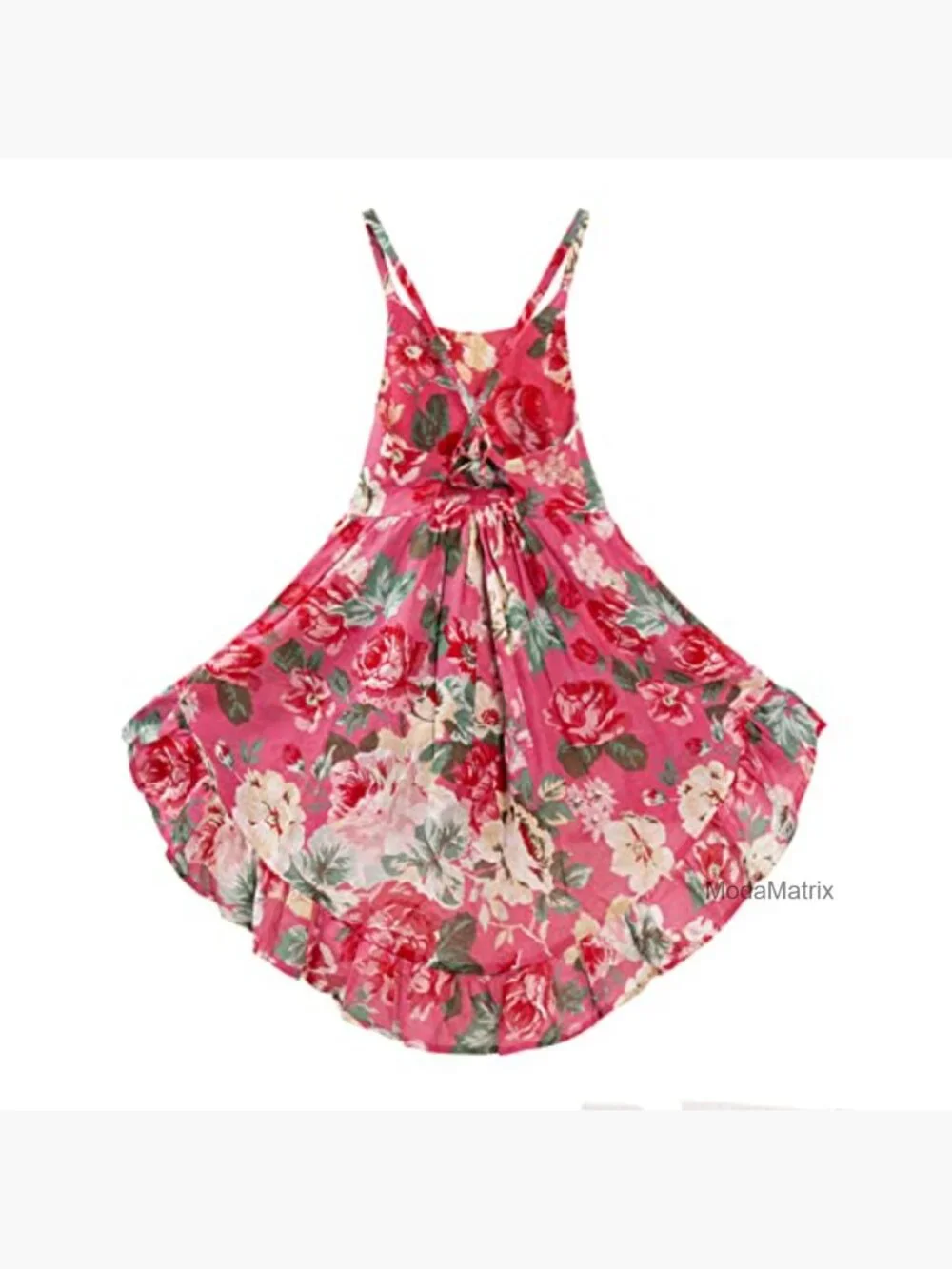 Girls Boho High Low Midi Dress Sleeveless Floral Fit & Flare Party_3